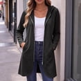 thumbnail image 1 of thefmos Women's Fall Winter Hooded Zip Up Front Cardigan Sweaters Casual Open Long Sleeve Loose Coats Solid Pullover Tops for Daily Wear Outerwear, Black XL, 1 of 9