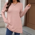 thumbnail image 1 of thefmos Women's Fall Winter Knitted Long Sleeve Pullover Tops Solid Casual Loose Fit Tunic Sweater T-Shirt Blouses Cozy Basic Tunic Tops Trendy Crewneck Sweatshirts, Pink S, 1 of 7