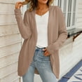 thumbnail image 1 of thefmos Women's Fall Winter Long Sleeve Open Front Knitted Cardigan Solid Casual Sweater Coats Cozy Basic Tops for Daily Wear, Khaki L, 1 of 9