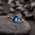 thumbnail image 1 of thejewelryart 925 Sterling Silver Blue 6 Rays Star Sapphire Gemstone Engagement Ring Handmade Women Jewelry Timeless Gift for Her Black Vermeil 3, 1 of 5