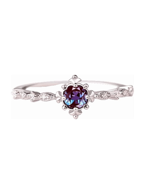 Alexandrite Engagement Ring Color-Changing Gemstone Promise Ring Timeless Jewelry Perfect for Meaningful Proposal Silver 5