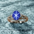 thumbnail image 1 of thejewelryart Blue Star Sapphire Ring 925 Sterling Silver and Gemstone Elegant Wedding & Engagement Ring Bridal Jewelry for Gift Gold 3.5, 1 of 5