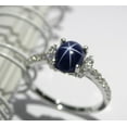 thumbnail image 1 of thejewelryart Sterling Silver 3.25 ct Blue Star Sapphire Ring Timeless Elegant Wedding Jewelry Stunning Star Effect Ring for Women Silver 9, 1 of 5