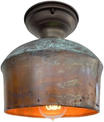 Handcrafted Copper Metal Ceiling Light - Rustic Farmhouse Flush Mount For Kitchen, Bathroom, Cabin