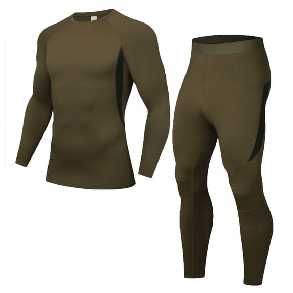 thermal Underwear for Men, Mens Long Johns thermal Underwear Set, Fleece Lined Base Layer for Cold Weather Size 4XL Army Green