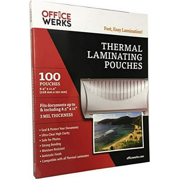 thermal laminating pouches, 8.9" x 11.4", 100 pack, 3 mil, compatible with all thermal laminators