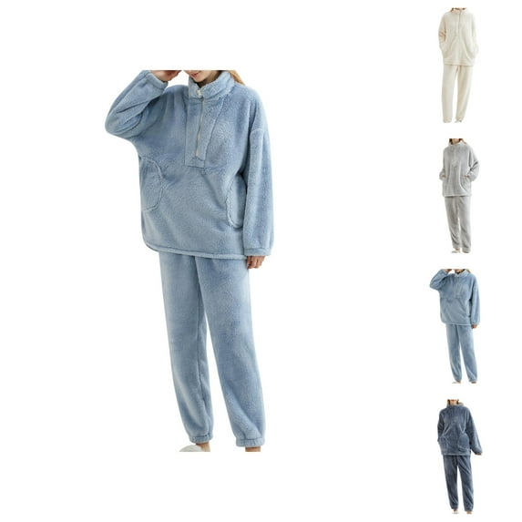 thermal split short pajama sets for women winter lounge wear Women's Autumn And Winter Flannel Pajamas Pajama Suit Cardigan