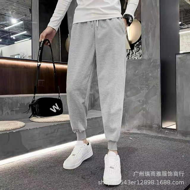 thick lamb wool sweatpants men‘s elastic stretch sports pants casual