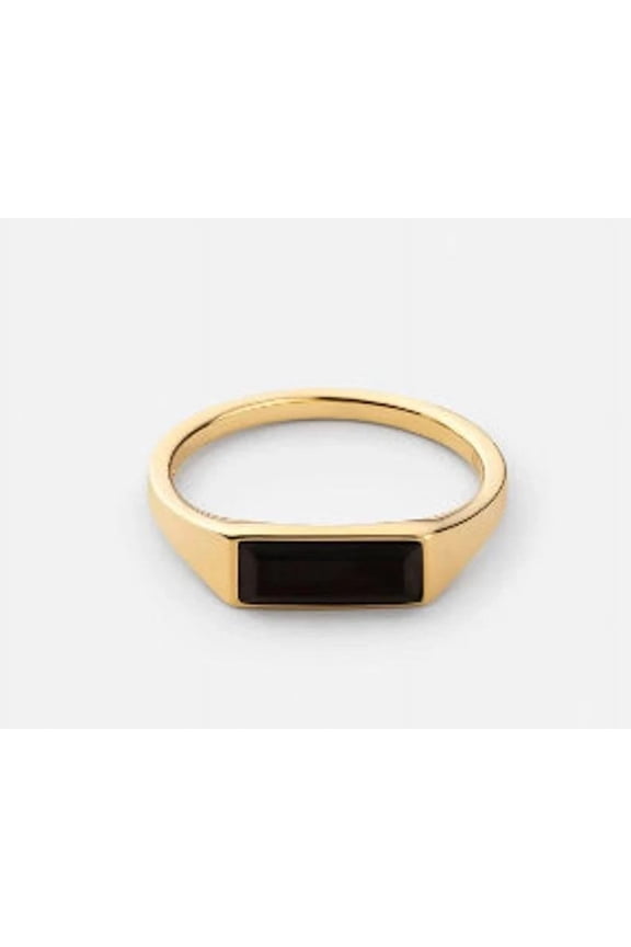 thin black onyx ring gold vermeil Black Signet Ring | 18K Gold plated Bar Signet Ring |black onyx Ring | Vintage Gold Ring,gift for everyone