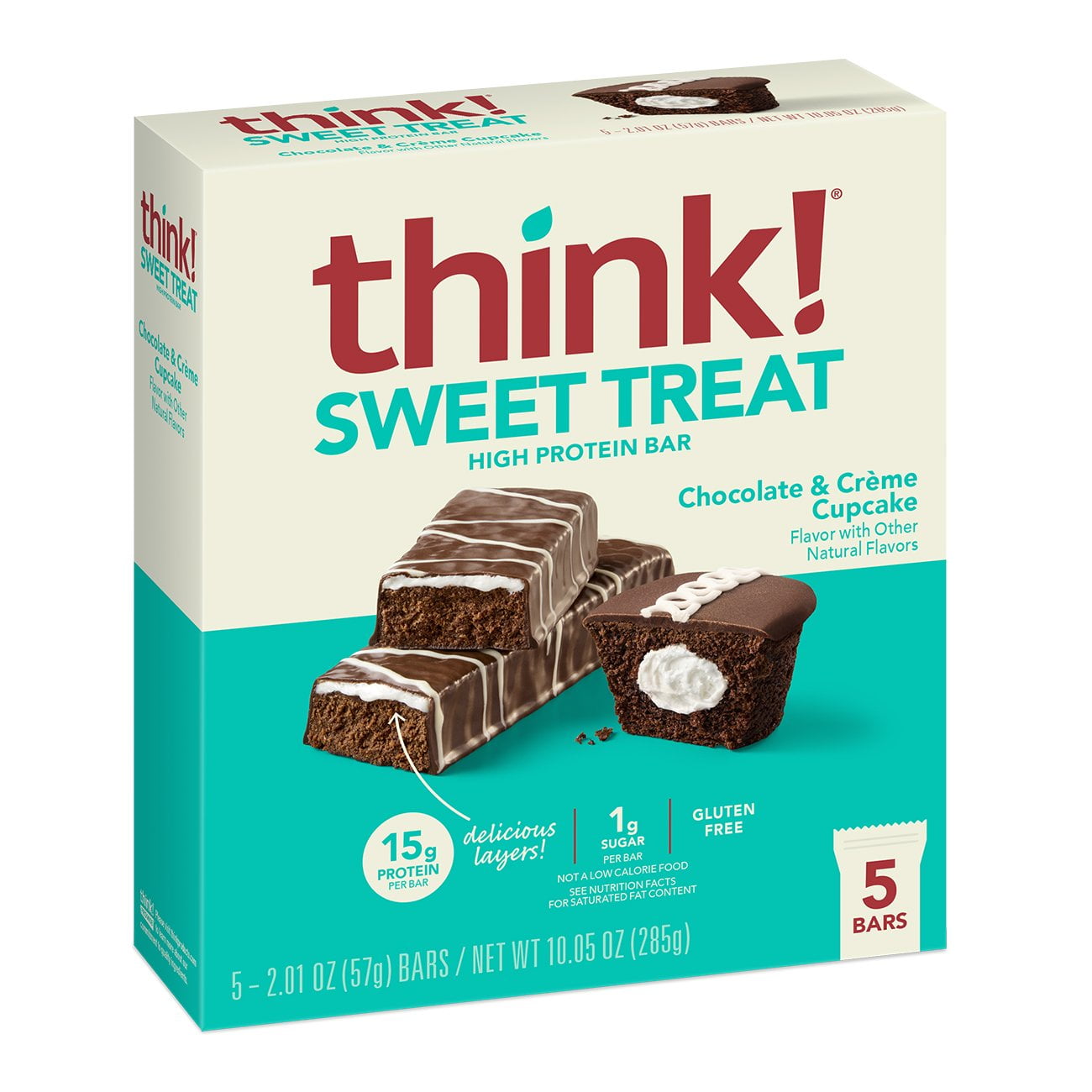 think! 15g Protein Sweet Treat Bars - Chocolate Creme Cupcake, 5 ct (Package May Vary)