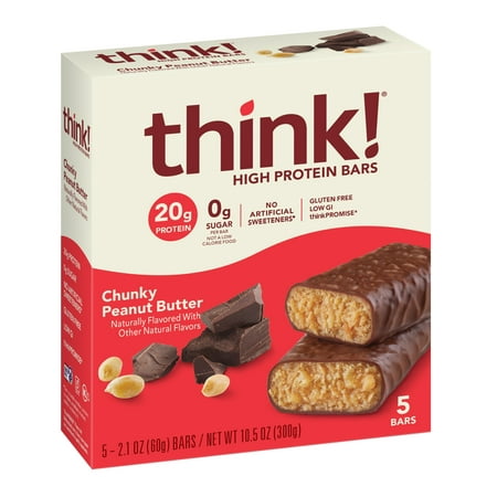 think! High Protein Bar, Chunky Peanut Butter, 20G Protein, 5 Count