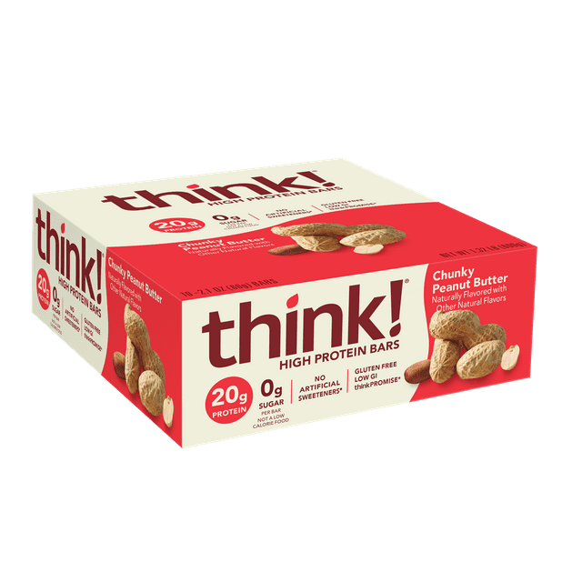 think! High Protein Bars, Chunky Peanut Butter, 20g Protein, 10 Ct