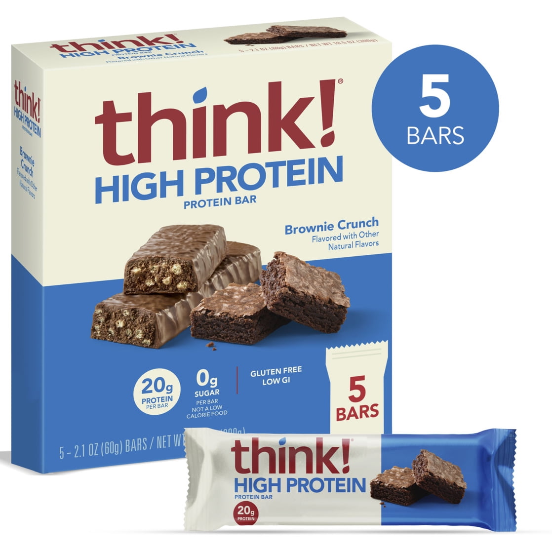 think! High Protein Brownie Crunch Bars - 2.1oz/5ct