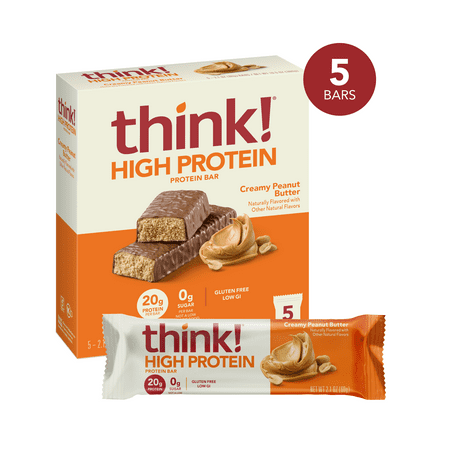 think! High Protein Creamy Peanut Butter Bars, 5 Count
