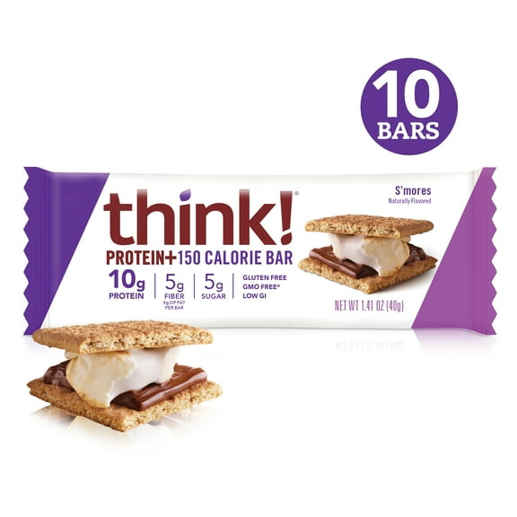 think! Protein + 150 Calorie Bars, Smores, 1.41 oz Bar, 10 Count