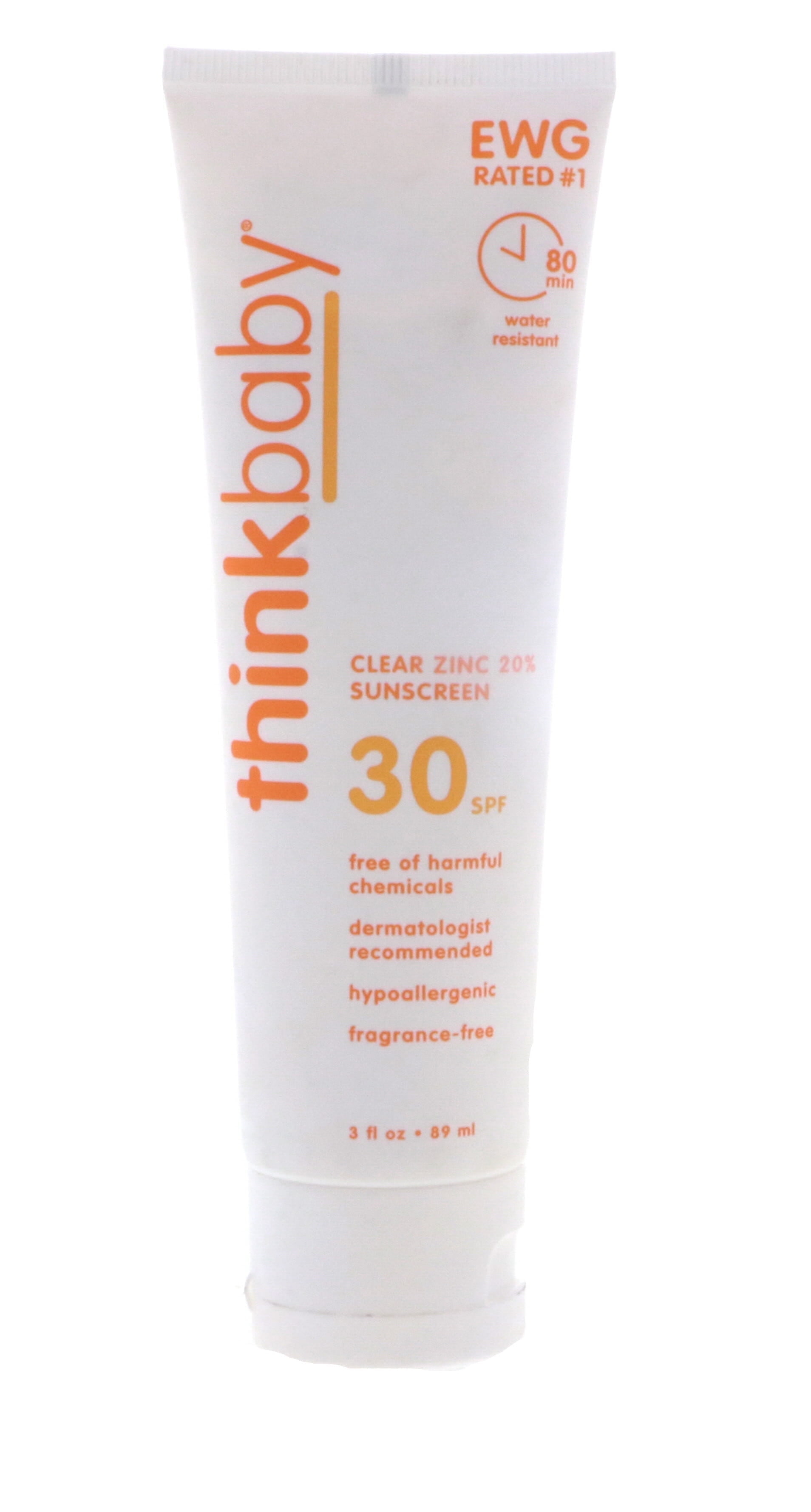 think Thinkbaby®, Clear Zinc 20% Sunscreen, SPF 30, Fragrance Free, 3 ...