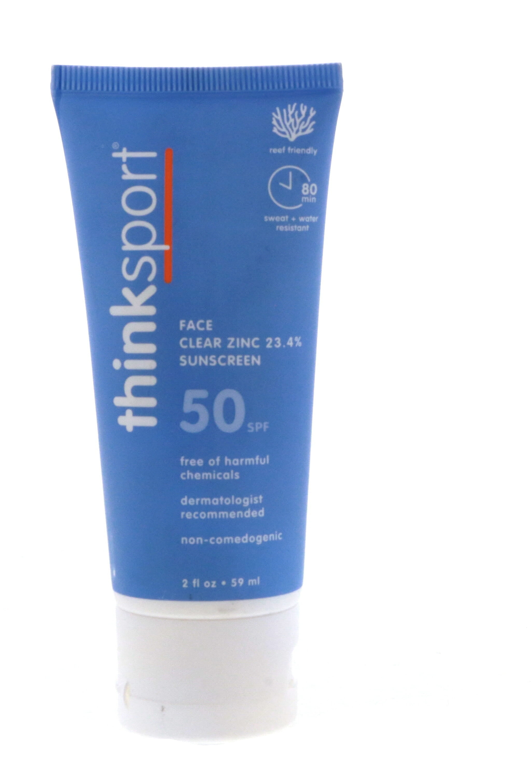 Think Sport Clear Zinc Active Facel Mineral Sunscreen For All Skin Tones Spf 50, 2 Oz