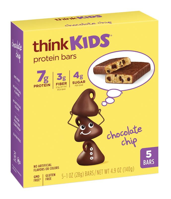 think! thinkKIDS Protein Bars, Chocolate Chip, 7g Protein, Gluten Free