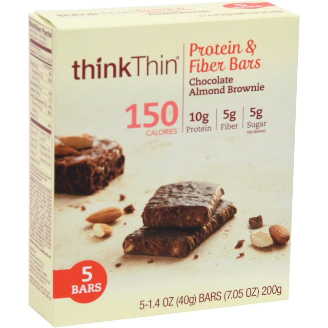 thinkThin High Protein Bar, Chocolate Almond Brownie, 10g Protein, 5 Ct