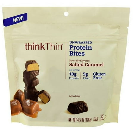 thinkThin Protein Bites, Salted Caramel, 4.5 oz Bag, 3 Servings, 6 count