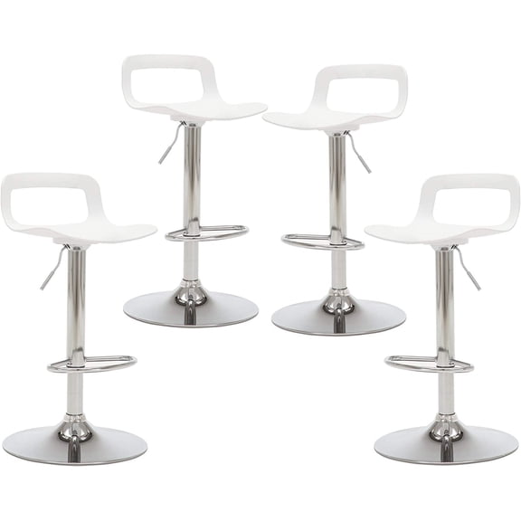 thksbought Bar Stools Set of 4, Adjustable Plastic Swivel Barstools, Modern Counter Stools with Open-Back and Footrest, Counter Height Barstools for Bar, Kitchen and Dining Room(Matte White)