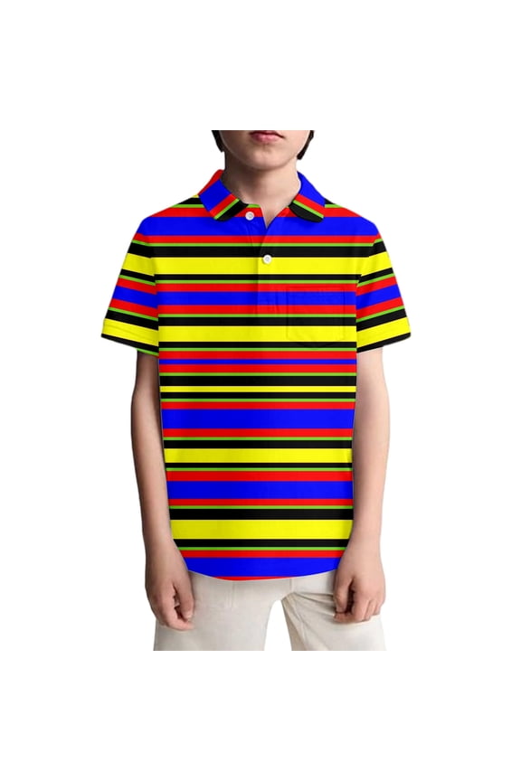 Button Down Shirts for Boys Striped and Polka Print Button Down Shirt Short Sleeve Active Trendy Tops Toddler Baby Boy Clothes