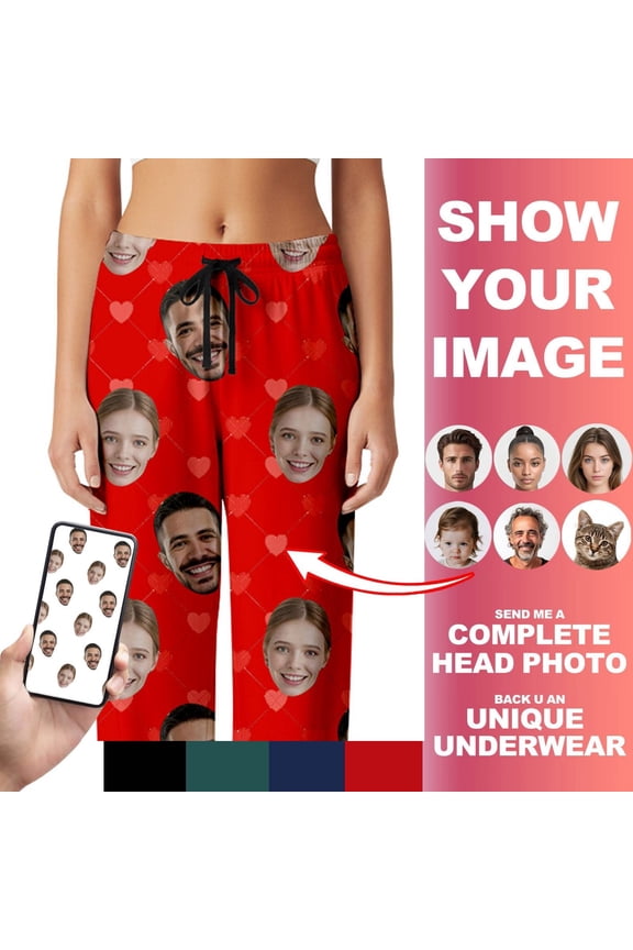 Personalized Pajamas Pants - Custom pajama pants with Photo Face for Men Women - Customised Sleepwear Bottoms for Husband Dad