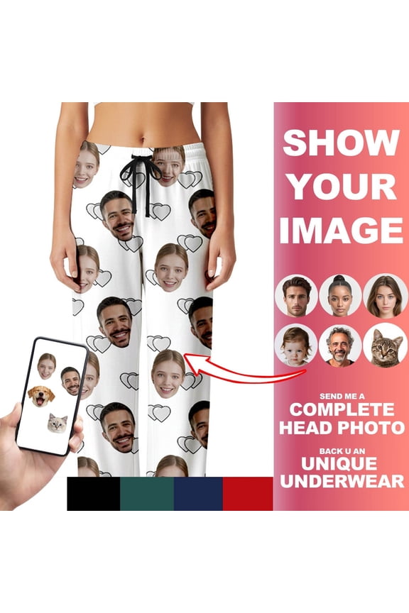 Personalized Photo Pajama Pants Custom Face Pajamas Bottoms for Men Women Personalized Couple Pj Trousers Gifts