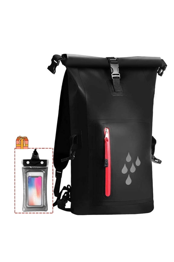 25L Waterproof Dry Bag Backpack, Heavy Duty Roll Top Floating Dry Bags with Waterproof Phone Pouch for Kayaking Hiking Beach Boating, Black