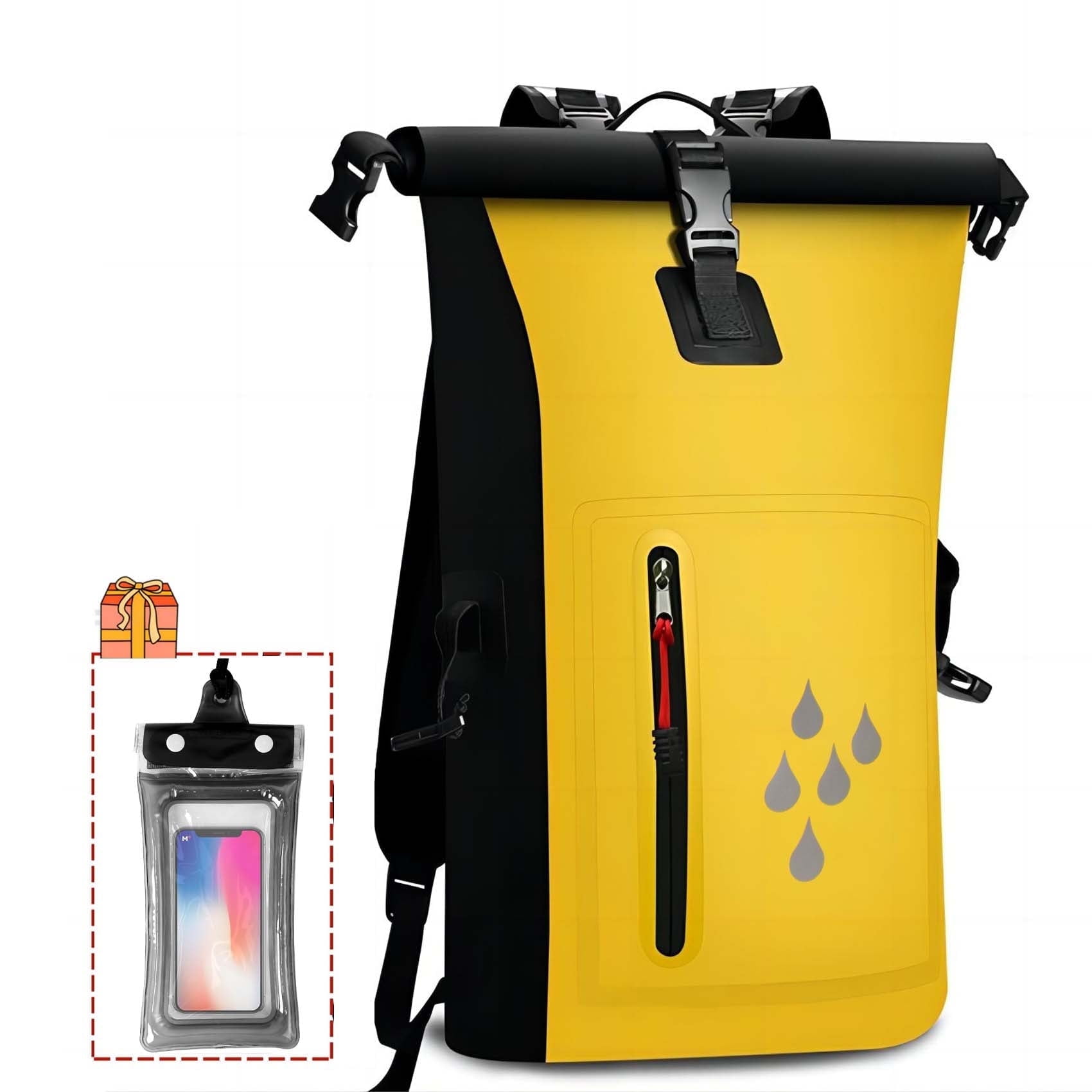 thovorrnl 25L Waterproof Dry Bag Backpack, Heavy Duty Roll Top Floating Dry Bags for Kayaking Swimming Hiking Beach Boating, Yellow