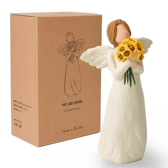 thovorrnl Angels Figurines, Guardian Angel Statue Holding Sunflowers, Sunflower Gifts for Women