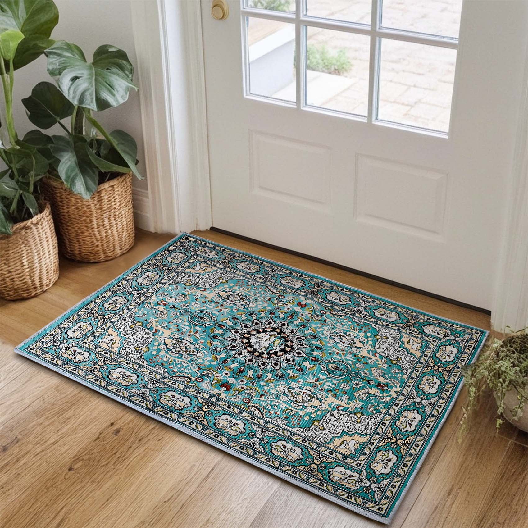 thovorrnl Entryway Area Rug, Vintage Floral Design, Modern Oriental ...