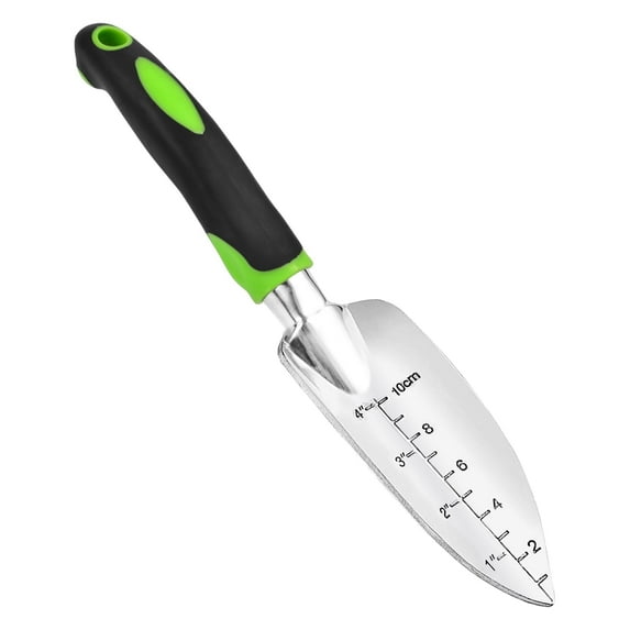 thovorrnl Garden Trowel, Aluminum 11.8in Garden Trowels with Measurement Mark, Hanging Hole, Green