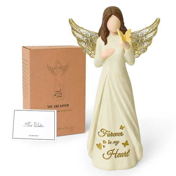 thovorrnl Guardian Angel Figurine, Sympathy Gift for Loss of Loved One, Memorial Keepsake Angel Statue Home Decor, Forever in My Heart