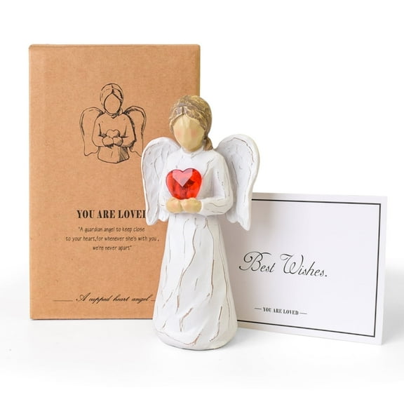 thovorrnl Guardian Angel Figurine Gifts for Women, Hand-Painted Home Decor Ornamentwith Glowing Heart, Healing Memorial Gift of Hope, Encouragement