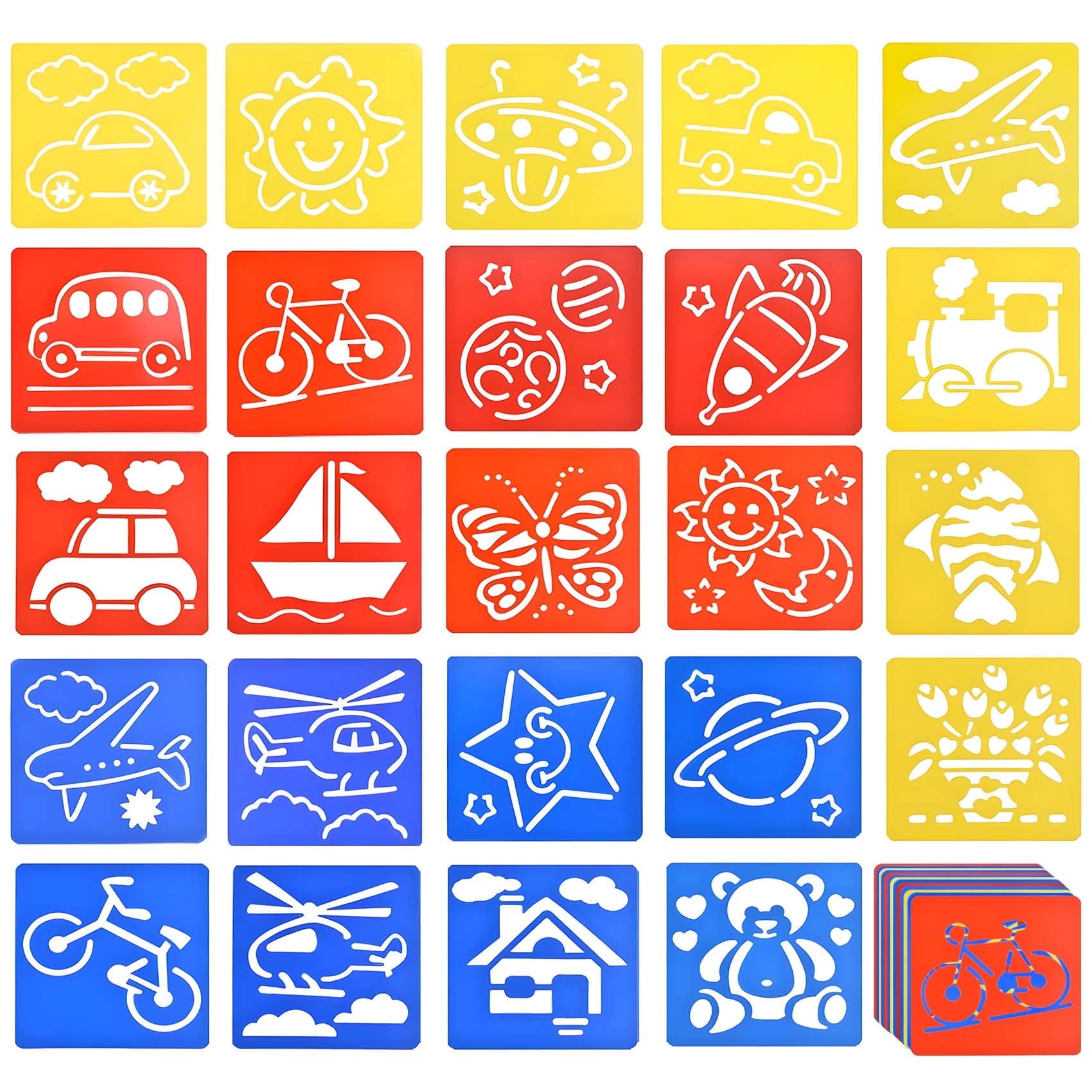 thovorrnl Stencils for Painting, 24pcs Plastic Drawing Stencils for DIY Crafts Art Project, Washable