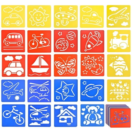 thovorrnl Stencils for Painting, 24pcs Plastic Drawing Stencils for DIY Crafts Art Project, Washable