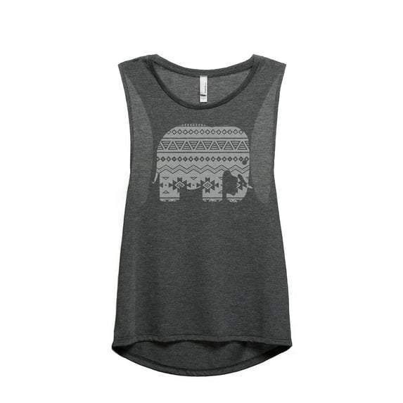 thread tank aztec tribal elephant women's sleeveless muscle tank top charcoal large