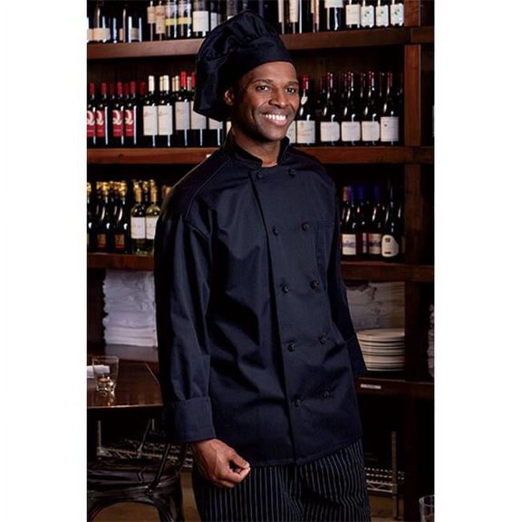 threads unisex classic knot with mesh chef coat, black, x-small