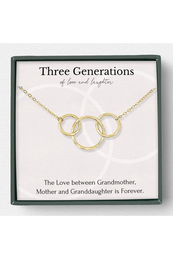3 Generations Necklace – Grandmother, Mother, Daughter Gift, Three Interlocking Circles Necklace