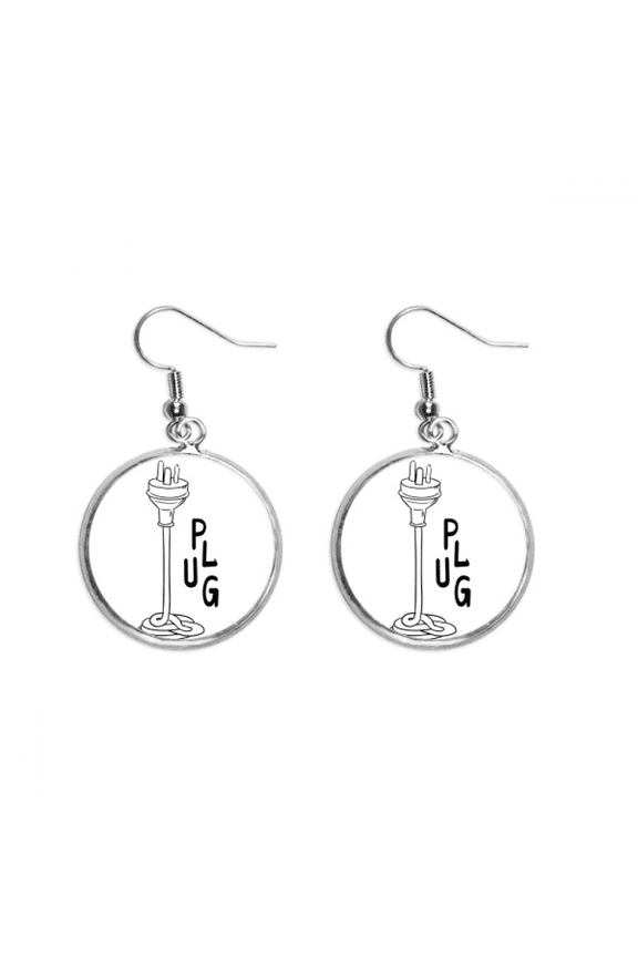 three hole plug line hand-drawing earring dangle silver drop earring jewelry woman