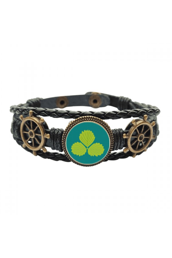 three mint cartoon Leather Braided Ocean Bracelet Wristband