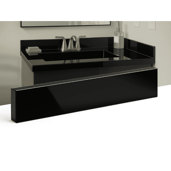 threshold.shop Super Black Engineered Marble Vanity Backsplash Sidesplash 24 x 4 x 3/4 in