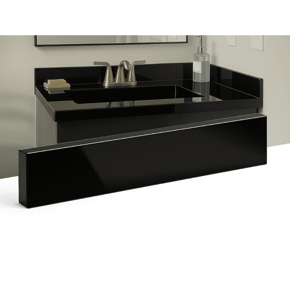 threshold.shop Super Black Engineered Marble Vanity Backsplash Sidesplash 30 x 4 x 3/4 in