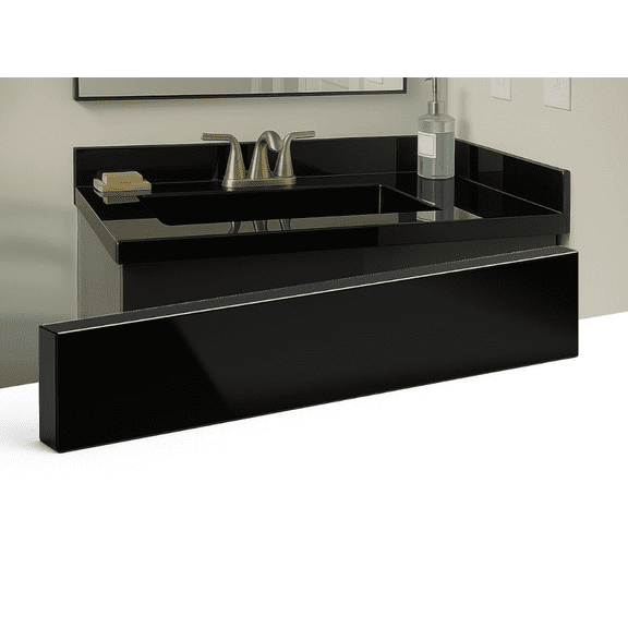 threshold.shop Super Black Engineered Marble Vanity Backsplash Sidesplash 72 x 4 x 3/4 in