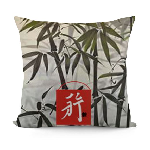 throw Pillow Cover Japanese Painting Asian Oriental Japan Birds Bamboo Pattern Fish Hand Drawn Ink Style Decor Lumbar Pillow Case Cushion for Sofa Couch Bed Standard Queen