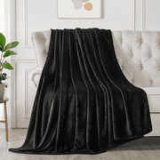 Throw Size Blanket, Luxury Plush Cozy Fuzzy Fleece Blanket, Super Soft Warm Big Lightweight Throw Blanket All Seasons Suitable, Versatile Throws for Office Bedroom Travel, 50x60" Black