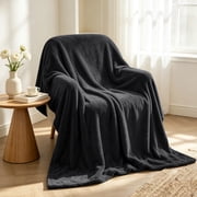 Throw Blanket for Sofa Couch, Ultra Soft Throws for Travel Camping, Lightweight Cozy Blanket for All Seasons, Decor & Gift Blanket for Women Men, Black