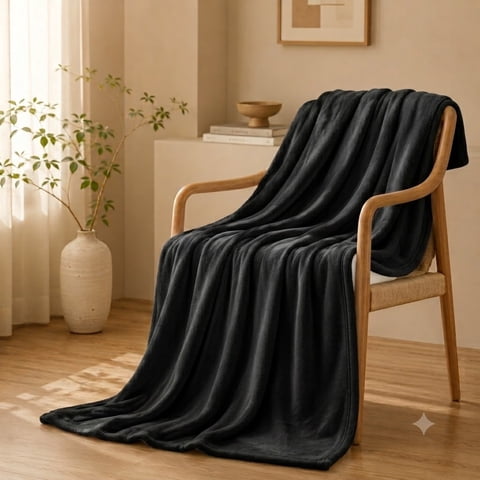 Cshidworld Lightweight Summer Throw Blanket, Soft Reversible Air Conditioning Blanket for Couch, Breathable Thin Blanket for Bedroom Sofa Office Travel Camping and Home Decor, Black