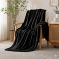 thumbnail image 1 of Throw Blanket for Couch,Sofa,Bed, 230GSM Super Soft Striped Black Bed Blanket for Office Picnic Travel Bedroom, Warm Cozy Lightweight Home Decor Blanket for All-Season, 50x60in, 1 of 6